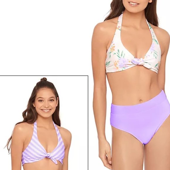 Reversible Halter Style Un-padded Bikini Top - Picture 1 of 12